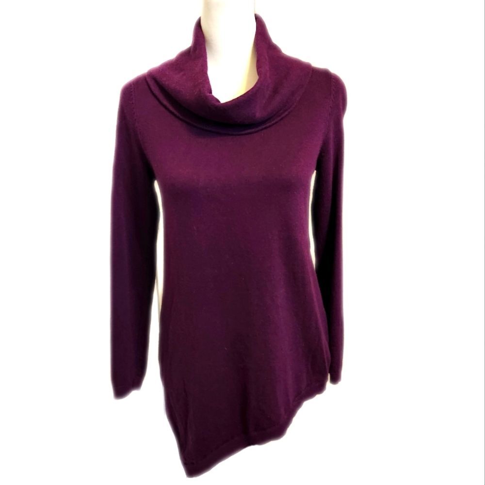 Chico's asymmetrical hem cowl neck - burgundy maroon purple- size 0 (4/6)